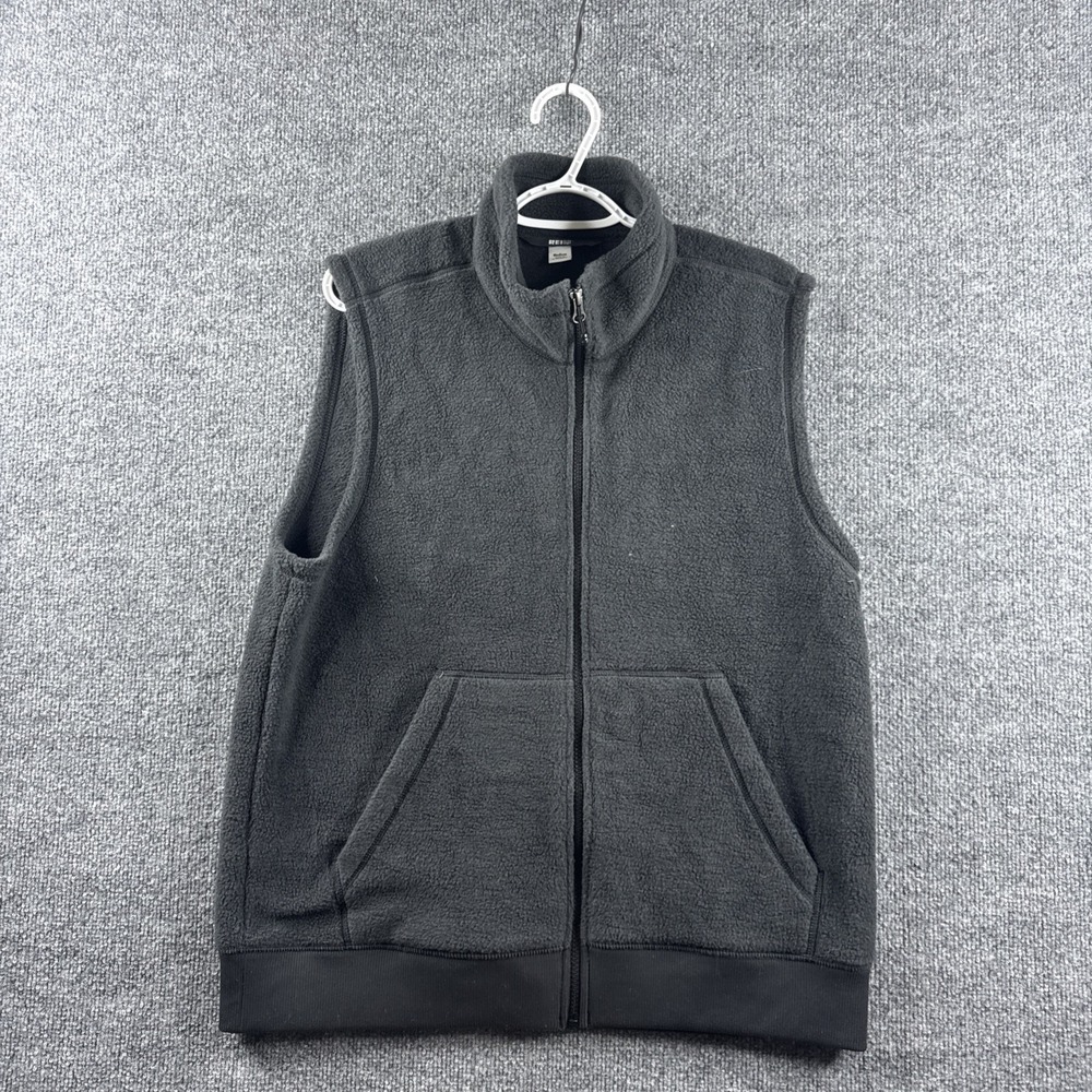 REI Co Op Vest Men M Gray Fleece Full Zip Outdoors Hiking Pockets Light Gorpcore